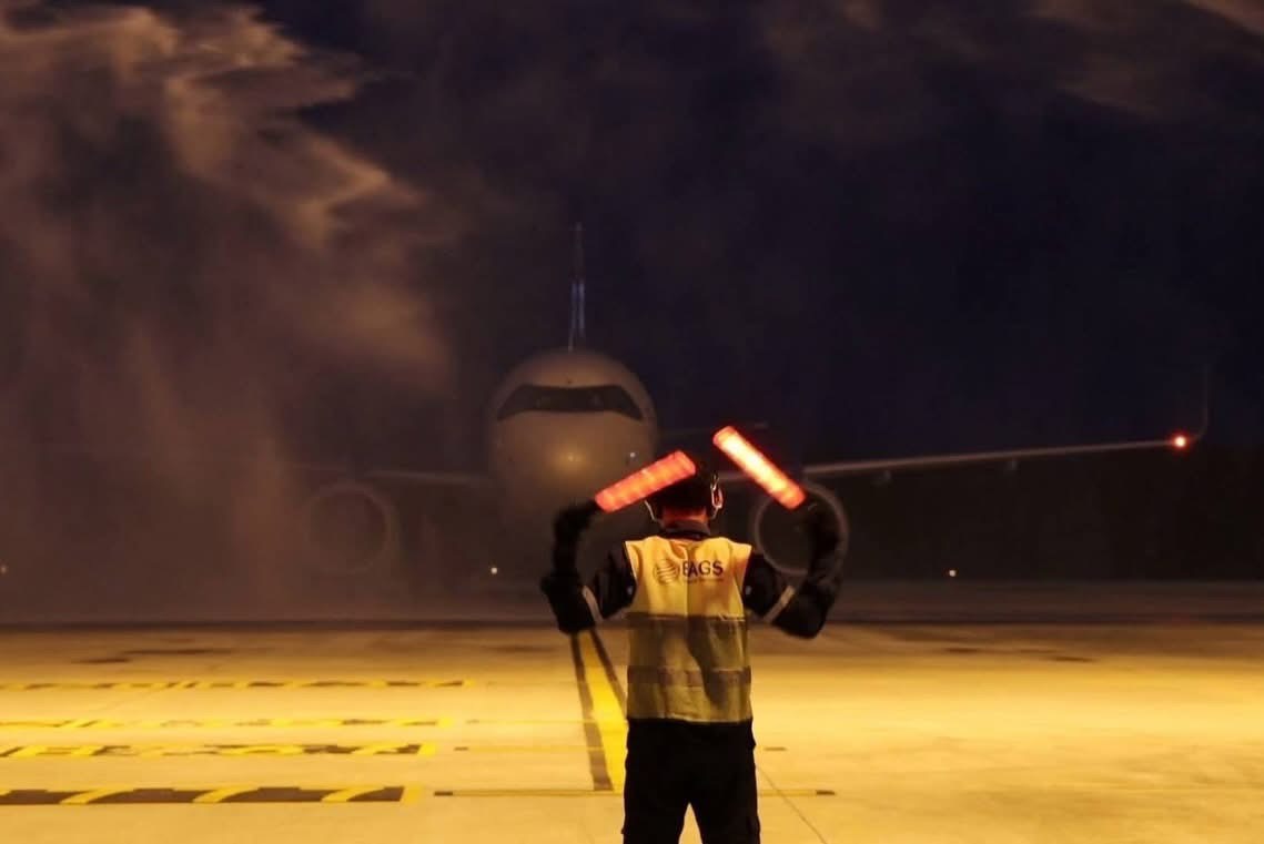 BAGS ground handling team preparing aircraft at Krabi apron