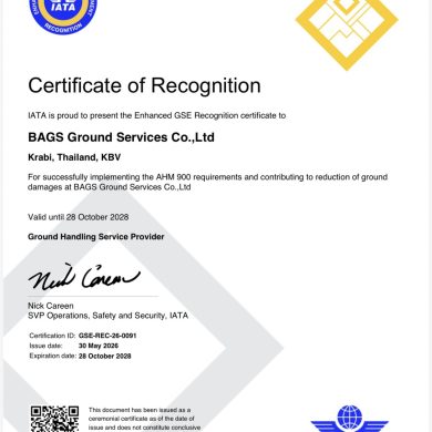 BAGS Ground Services – KBV Achieves IATA Enhanced GSE Recognition